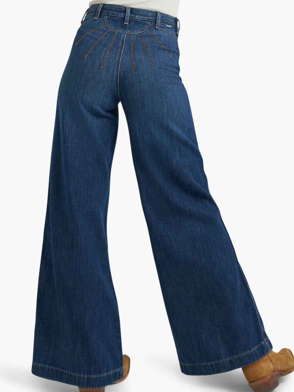 NWT Wrangler High Waist Patch Pocket Trouser Jeans Sunburst Back 28